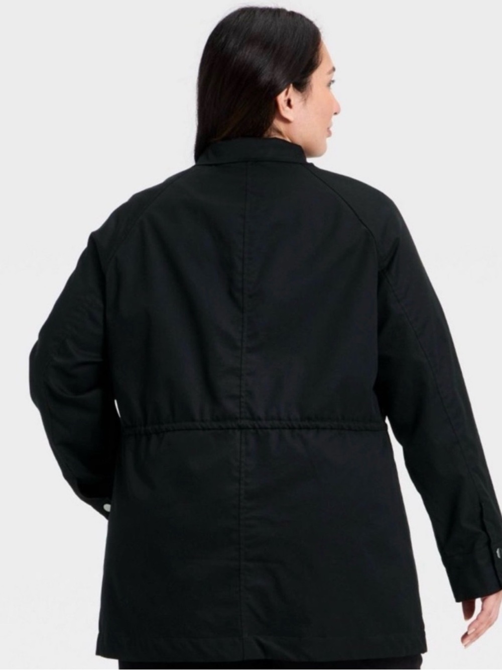 A new day Women's Black Drawstring Waist Parka Jacket medium NWT - Picture 3 of 11
